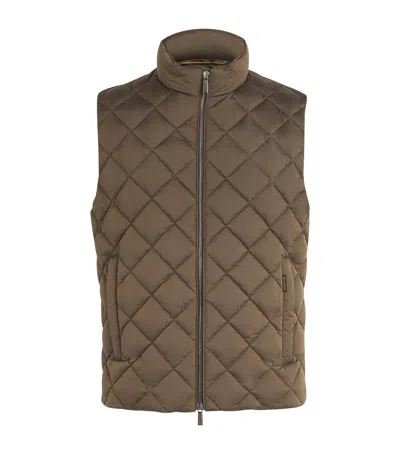 Moorer Quilted Vando Gilet In Brown