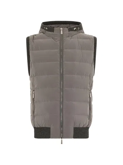 Moorer Quilted Waistcoat In Neutral