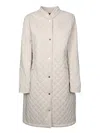 Moorer Quilted High Collar Long Jackets In White