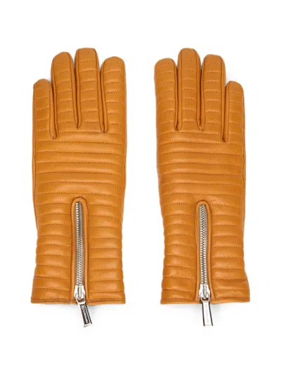 Moorer Quilted Zip-fastening Gloves In Neutrals