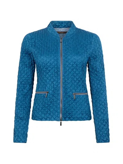 Moorer Quilted Zip-front Jacket In Blue