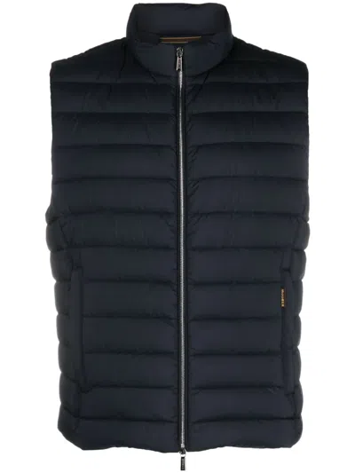 Moorer Calaf Quilted Padded Vest In Blue