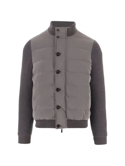 Moorer Quilted-knit Hybrid Jacket In Purple