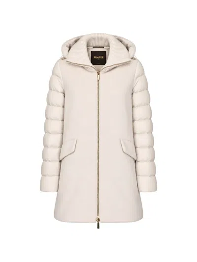 Moorer Quilted-sleeve Hooded Coat In 뉴트럴