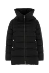Moorer Hooded Quilted Down Jacket With Snap Button Pockets In Black