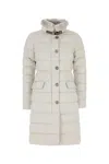 Moorer Vetiver-s3 Quilted Rabbit-fur Collar Jacket In White
