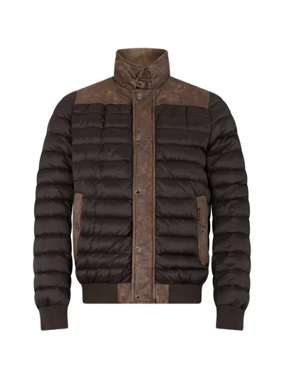 Moorer Raised-collar Padded Jacket In Brown