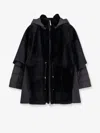 Moorer Raja Shearling Cape In Black