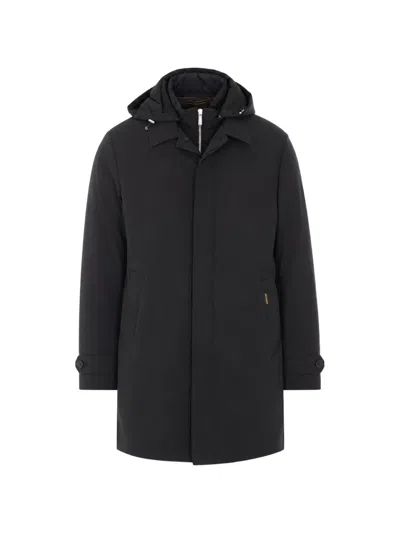 Moorer Ralli Hooded Button-up Coat In Black