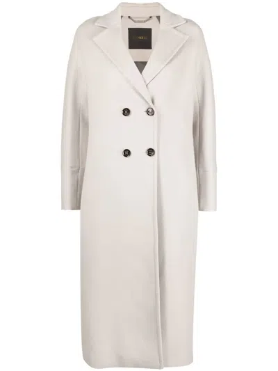 Moorer Ravenna-le Long Double-breasted Coat In Metallic