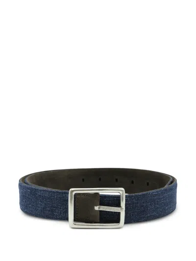 Moorer Rectangular-buckle Belt In Blue