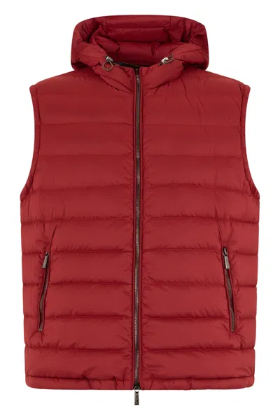 Moorer Red Padded Gilet With Practical Hood