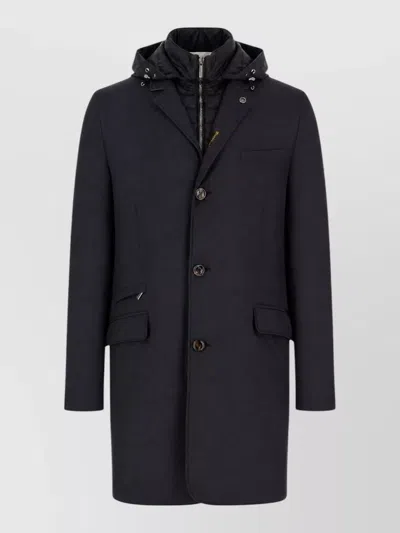 Moorer Redon Hooded Down Jacket Modern Fit In Blue