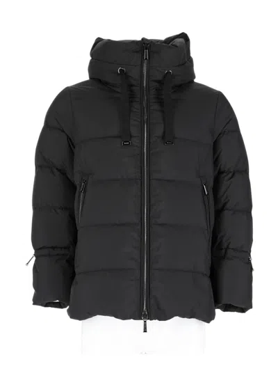 Moorer Regular Fit Puffer Jacket With Adjustable Hood And Zippered Pockets In Black