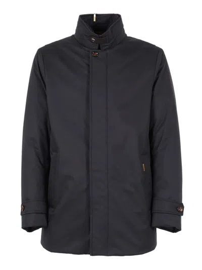 Moorer Reis-ads Black Jacket With High Collar In Blue