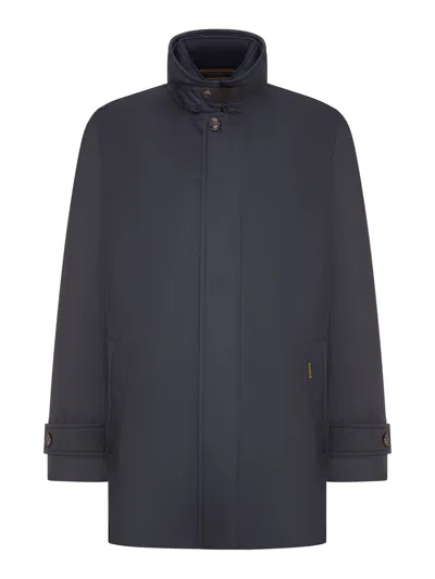 Moorer Reis-ads Jacket In Technical Fabric With High Collar In Blue