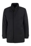 Moorer Gorner-kn Quilted Down Jacket With High Collar And Buttoned Flap In Black
