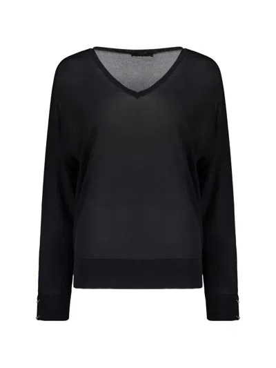 Moorer Renee V-neck Long-sleeve Sweater In Black