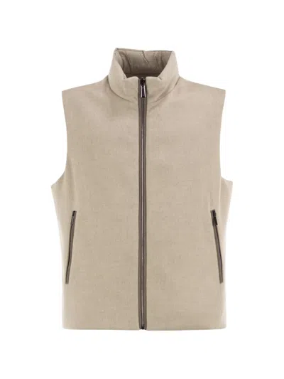 Moorer Reversible Quilted Gilet In Neutral