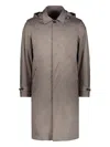 Moorer Rialto-ads Hooded Techno Fabric Raincoat In Braun