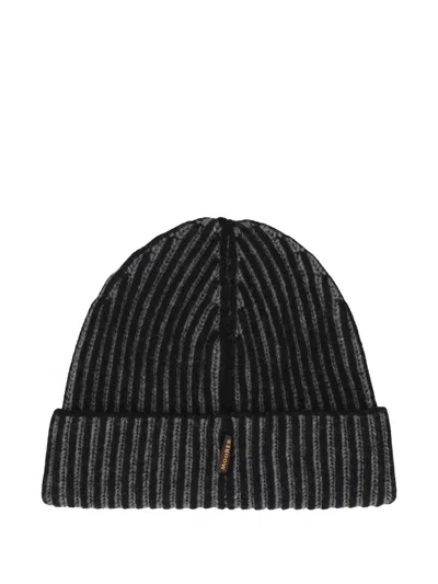 Moorer Ribbed Beanie In Gray