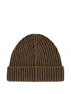 Moorer Ribbed Beanie Hat In Brown