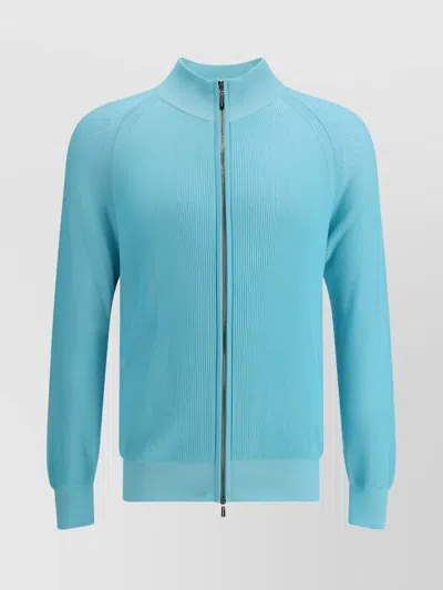 MOORER RIBBED COLLAR CARDIGAN LONG SLEEVES