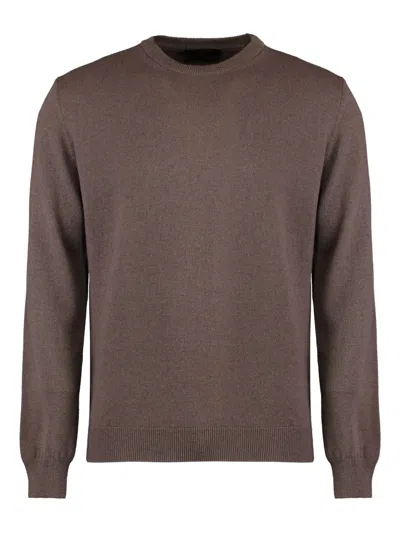 Moorer Ribbed Crew-neck Cashmere Sweater In Brown