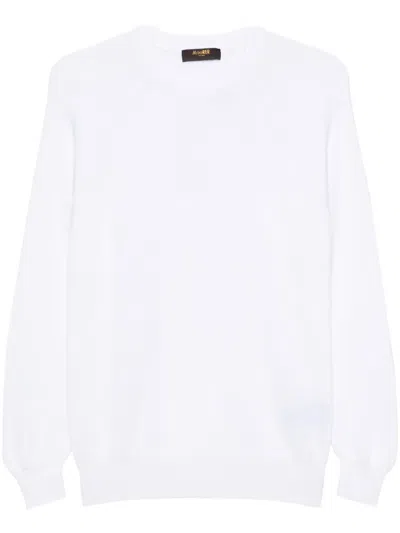 Moorer Ribbed Crew-neck Jumper In White