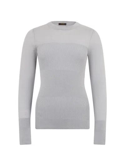 Moorer Ribbed Crew-neck Jumper In Gray
