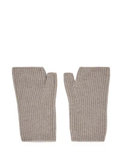 Moorer Ribbed Fingerless Gloves In Brown