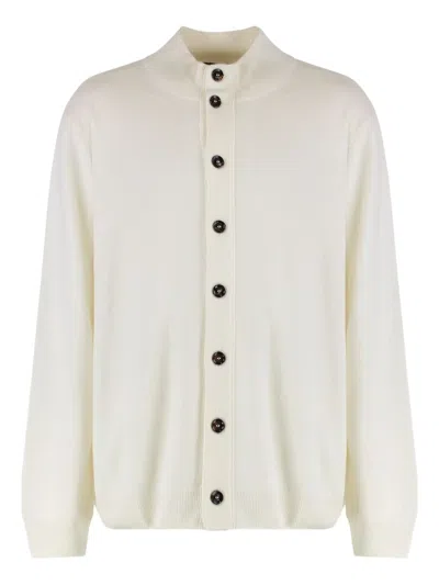 MOORER RIBBED-KNIT BUTTON CARDIGAN