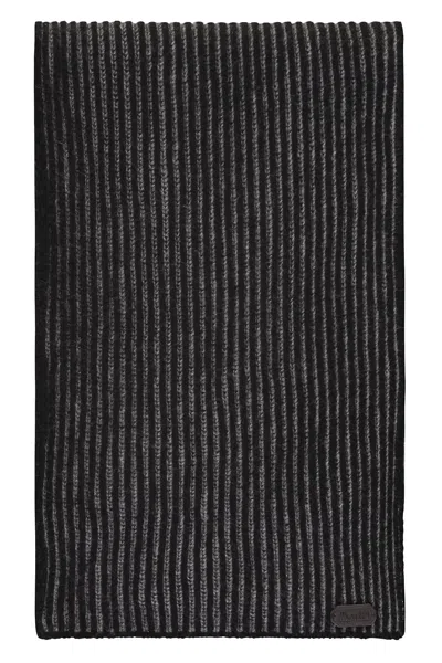 Moorer Ribbed Knit Scarf In Black
