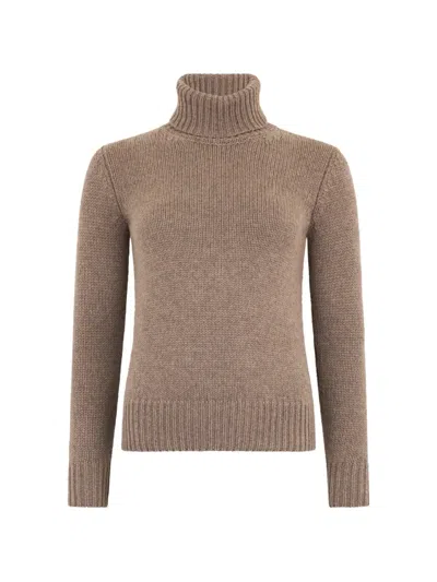 Moorer Ribbed-knit Turtleneck Sweater In Brown