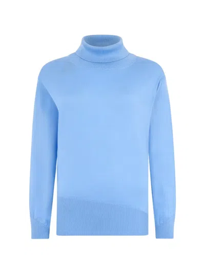 Moorer Ribbed Roll-neck Sweater In Blue