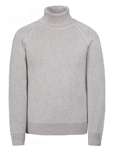 Moorer Ribbed Turtleneck Sweater In Gray
