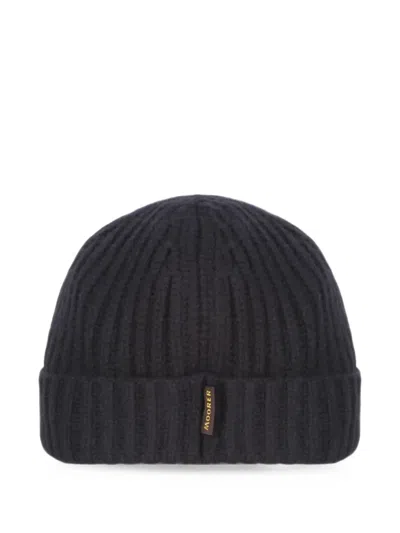 Moorer Ribbed-knit Beanie Hat In Blue