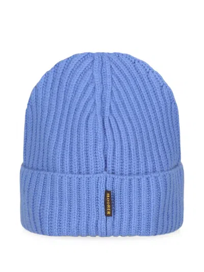 Moorer Ribbed-knit Beanie Hat In Blue