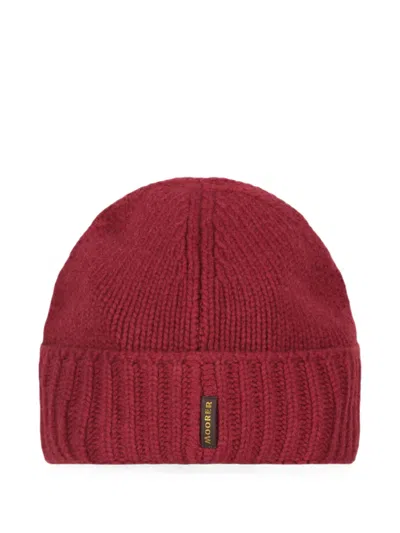 Moorer Ribbed-knit Beanie Hat In Red