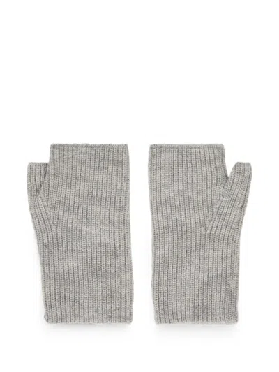 Moorer Ribbed-knit Fingerless Gloves In Gray