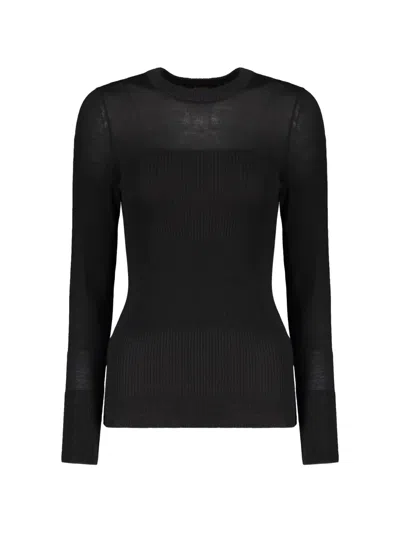 Moorer Ribbed-knit Long-sleeved T-shirt In Black