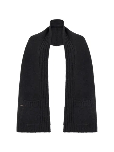 Moorer Ribbed-knit Pocket Scarf In Blue