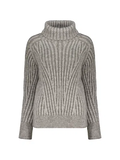 Moorer Ribbed-knit Roll-neck Sweater In Grey