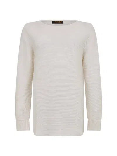 Moorer Ribbed-knit Sweater In White