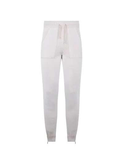 Moorer Ribbed-knit Track Pants In Metallic