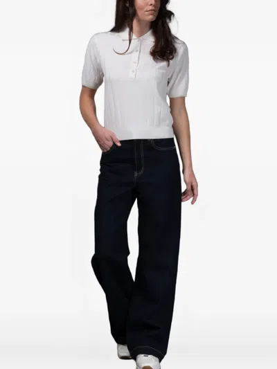 Moorer Rigel-w18 Button Ribbed Polo Shirt In White