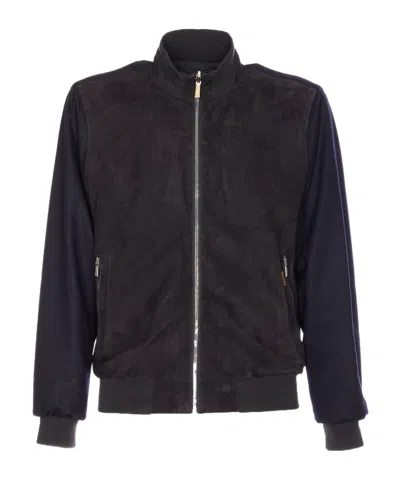 Moorer Right-collar Casual Jacket In Black