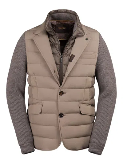Moorer Rogers-knm Quilted-design Jacket In Brown