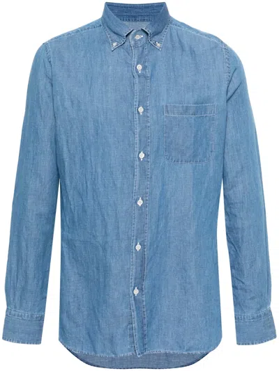 Moorer Rolf Chambray Shirt In Blue