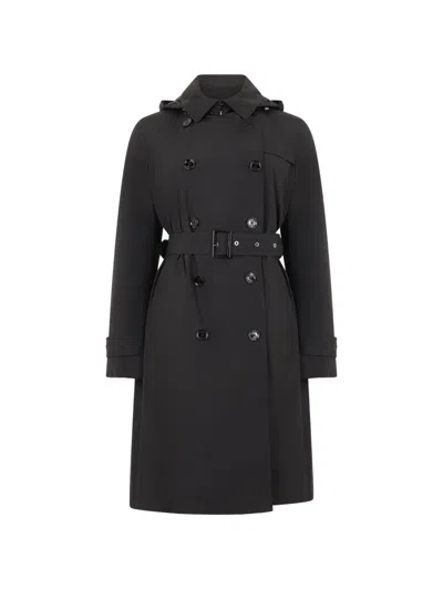 Moorer Rolita-stp Double-breasted Hooded Trench Coat In Black